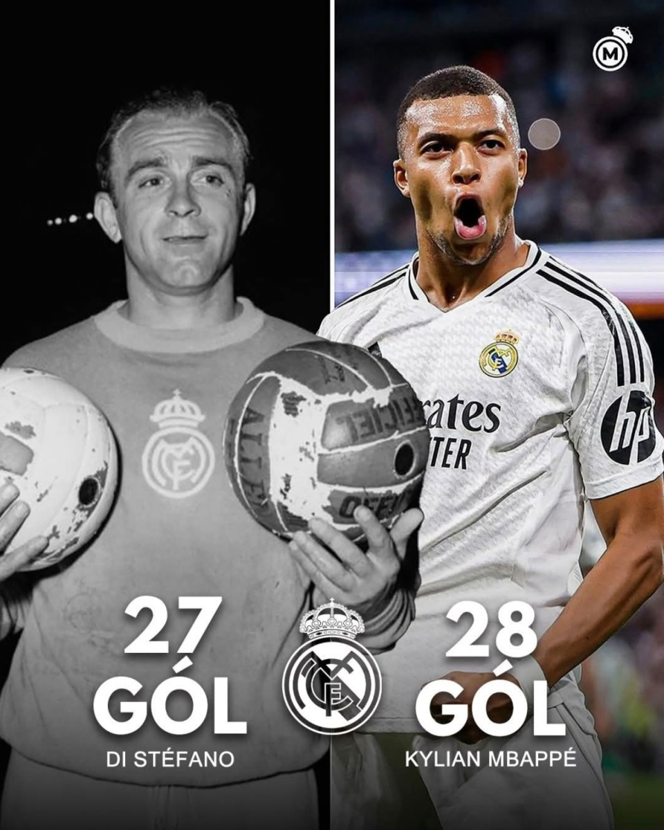 🚨 Kylian Mbappé lett a Real Madrid történetének legeredményesebb debütálója a La Ligában!A francia támadó 28 gólnál jár első szezonjában a spanyol bajnokságban, ezzel megdöntötte a legendás Alfredo Di Stéfano 27 gólos rekordját. 🤍