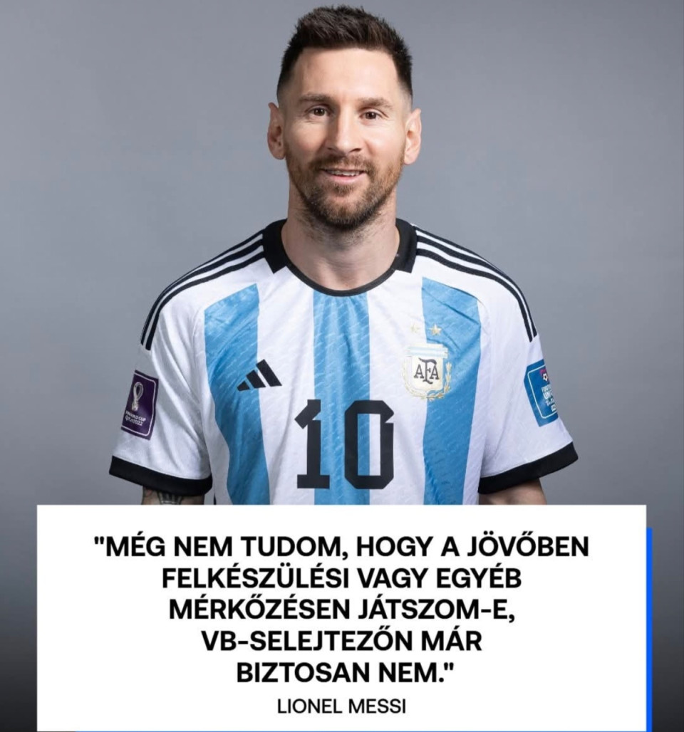 A közép-európai idő szerint péntek hajnalban sorra kerülő Argentína-Venezuela mérkőzés lesz a nyolcszoros aranylabdás Lionel Messi utolsó hazai vb-selejtezője."Különleges élmény lesz, de még nem tudom, hogy a jövőben felkészülési vagy egyéb mérkőzésen játszom-e, vb-selejtezőn már biztosan nem" - fogalmazott korábban a 193-szoros argentin válogatott az Apple TV-nek. "Éppen ezért az egész családom elkísér, ott lesz a feleségem, a gyermekeim, a szüleim, a testvéreim, szeretnénk közösen átélni ezt a különleges eseményt. Hogy utána mi lesz, még nem tudom, most csak ezzel a mérkőzéssel foglalkozom."