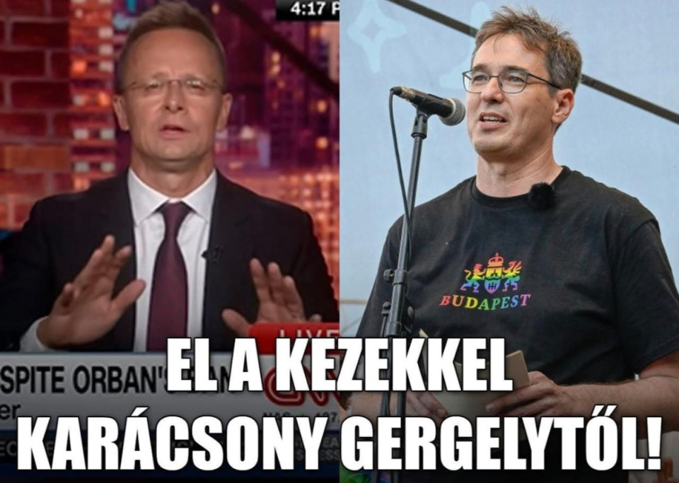 Fekete-Győr András írása<br />Péter, milyen érzés, amikor már nem napok alatt derül ki, hogy mekkora képmutatók vagytok, hanem órák alatt csináltok hülyét magatokból?<br /><br />A minapi CNN-interjúd méltán kerül be a politikai önégetések nagykönyvébe. Richard Questnek (aki vállaltan meleg) te teljes komolysággal azt bírtad mondani, hogy:<br />„A Pride és az, ami körülötte történt, nagyon-nagyon egyértelműen bebizonyította, hogy a szerelem teljesen szabad Magyarországon.”<br /><br />Erre még a riporter is konkrétan felröhögött. És vele együtt nevettek sokan – nem veled, Péter, hanem rajtad.<br /><br />De a legkínosabb mégis az a tény, hogy miután ezt faarccal bemondtad a CNN adásában, alig néhány óra múlva jött a hír: gyanúsítottként idéztettétek be Karácsony Gergelyt a Pride miatt.<br /><br />Péter, rakjuk össze a két hírt: meséld már el nekünk, hogy a nagy szabadságban mégis mi a fészkes fenének hallgattatjátok ki gyanúsítottként a főpolgármestert? Tudod, ő volt az, aki több százezer szabadságszerető magyar embernek biztosította a gyülekezés jogát Budapesten.<br /><br />Most akkor hogy is van ez, Péter? <br /><br />A szerelem szabad – de csak akkor, ha nem vállalod fel?<br />A gyülekezés alapjog – de csak addig, amíg nem élnek vele?<br /><br />Nevetségesek vagytok reggel, délben, este, minden hullámhosszon. <br /><br />Mi, a Politikai Üldözöttekért Alapítvány, és milliók ebben az országban, ott állunk Karácsony Gergely mellett.<br />Egy haja szála sem görbülhet.