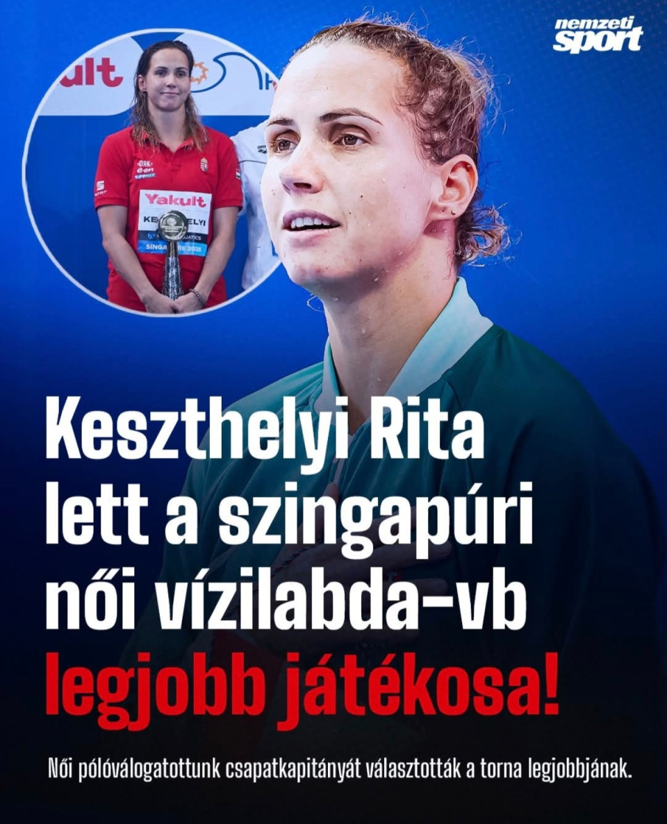 A szingapúri női vízilabda-világbajnokság legjobbja: Keszthelyi Rita! 🇭🇺 🔝