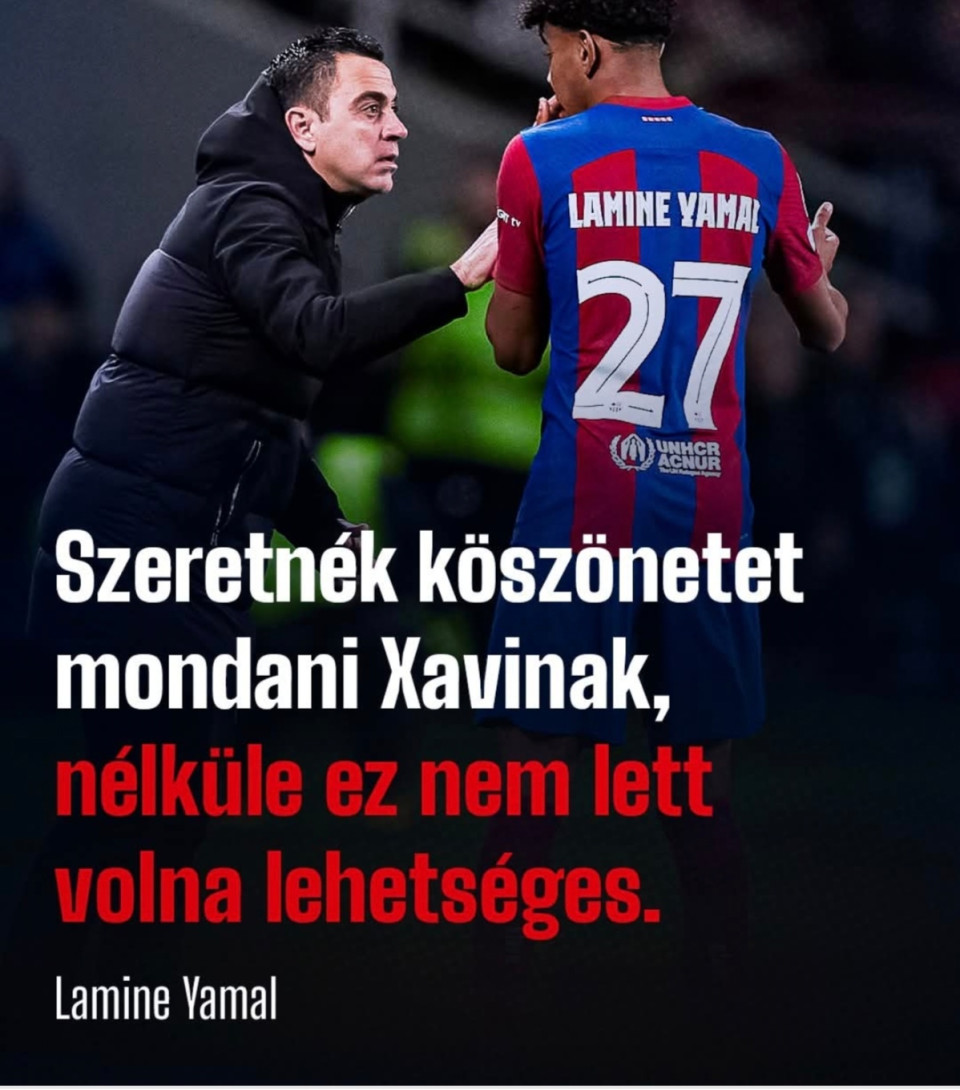 Lamine Yamal a Barcelona korábbi vezetőedzőjének, Xavinak is köszönetet mondott a bajnoki cím megnyerése után. 🤝